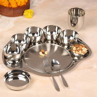 ORION STAINLESS STEEL MAHARAJA THALI SET - 11 PIECE SET